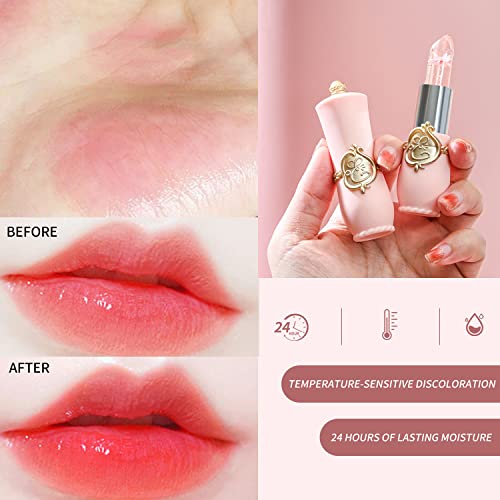 6 Pcs/Set Flower Jelly Lipstick Set Temperature Change Moisturizer Long Lasting Nutritious Balm Magic Color Change Lip Gloss - Morena Vogue