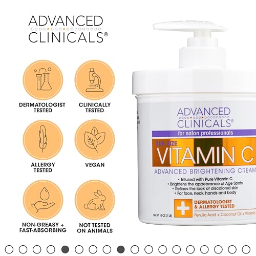 Advanced Clinicals Vitamin C Body Lotion + Potent Vitamin C Serum 2pc Bundle | Face Serum & Body Cream Brightening Skin Care Set & Kits For Wrinkles, Dark Spots, Dry Skin, & Uneven Skin Tone, 2-Pack - Morena Vogue