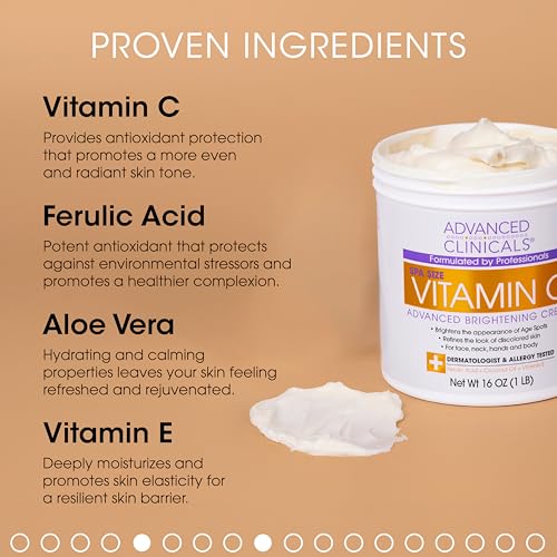 Advanced Clinicals Vitamin C Body Lotion + Potent Vitamin C Serum 2pc Bundle | Face Serum & Body Cream Brightening Skin Care Set & Kits For Wrinkles, Dark Spots, Dry Skin, & Uneven Skin Tone, 2-Pack - Morena Vogue