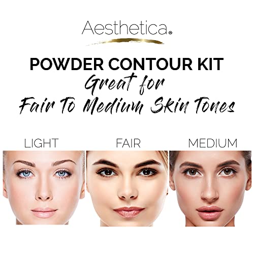 Aesthetica Cosmetics Contour and Highlighting Powder Foundation Palette/Contouring Makeup Kit; Easy-to-Follow, Step-by-Step Instructions Included - Morena Vogue