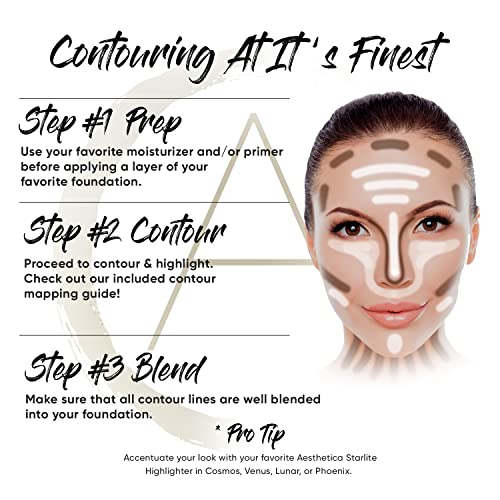 Aesthetica Cosmetics Contour and Highlighting Powder Foundation Palette/Contouring Makeup Kit; Easy-to-Follow, Step-by-Step Instructions Included - Morena Vogue