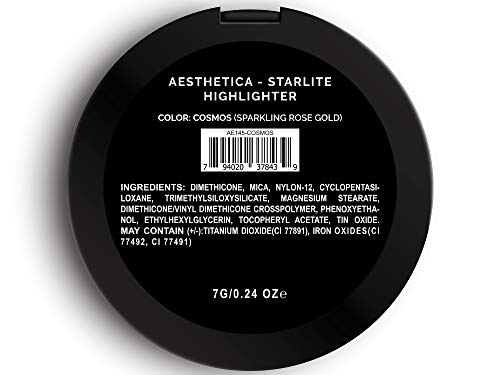 Aesthetica Starlite Highlighter - Metallic Shimmer Highlighting Makeup Powder - Cosmos (Sparkling Rose Gold) - Morena Vogue