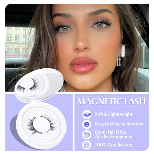 ALICE Magnetic Eyelashes with Applicator, Reusable Natural Manga Magnetic Lashes Kit, No Glue Needed Eyelashes with Magnets, Easy to Wear and Remove for All-Day Comfort - Morena Vogue