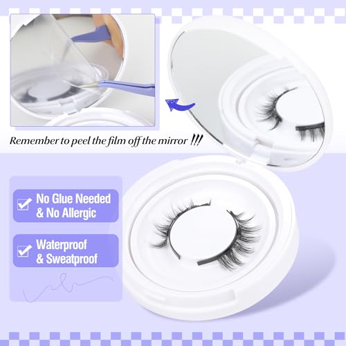 ALICE Magnetic Eyelashes with Applicator, Reusable Natural Manga Magnetic Lashes Kit, No Glue Needed Eyelashes with Magnets, Easy to Wear and Remove for All-Day Comfort - Morena Vogue