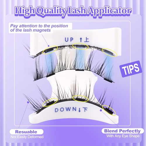 ALICE Magnetic Eyelashes with Applicator, Reusable Natural Manga Magnetic Lashes Kit, No Glue Needed Eyelashes with Magnets, Easy to Wear and Remove for All-Day Comfort - Morena Vogue