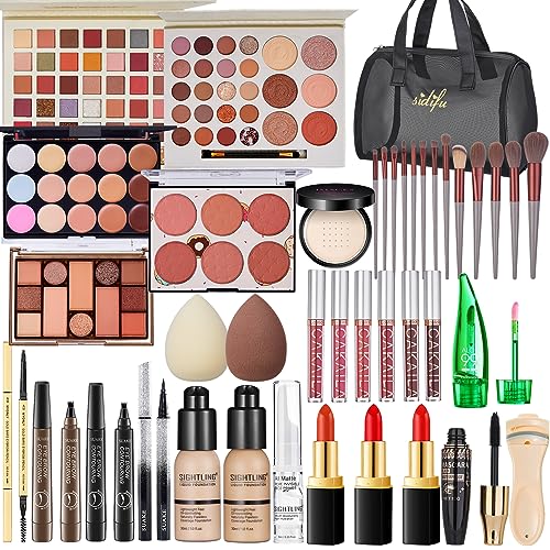 All in One Makeup Kit for Women Full Kit, Travel Makeup Kit, Makeup Gift Set for Women & Girls, Makeup Essential Bundle Include Foundation Eyeshadow Palette Lipstick Eyebrow Pencil Cosmetic Brush Set - Morena Vogue