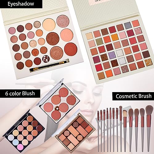 All in One Makeup Kit for Women Full Kit, Travel Makeup Kit, Makeup Gift Set for Women & Girls, Makeup Essential Bundle Include Foundation Eyeshadow Palette Lipstick Eyebrow Pencil Cosmetic Brush Set - Morena Vogue