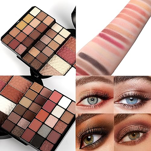 All in One Makeup Kit for Women, Includes 54 Color Eyeshadow Palette, Eyeliner, Mascara, Makeup Brushes, Liquid Lipstick, Eyebrow Soap (013-black) - Morena Vogue