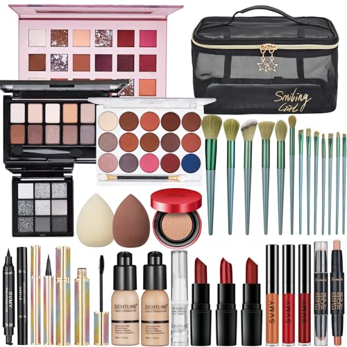 All In One Makeup Kit, Travel Makeup Kit, Makeup Kit for Women Full Kit, Makeup Gift Set for Women & Girls, Includes Foundation Eyeshadow Palette Lipstick Eyeliner Mascara Cosmetic Brush Set - Morena Vogue