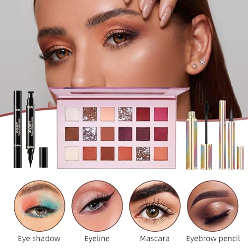 All In One Makeup Kit, Travel Makeup Kit, Makeup Kit for Women Full Kit, Makeup Gift Set for Women & Girls, Includes Foundation Eyeshadow Palette Lipstick Eyeliner Mascara Cosmetic Brush Set - Morena Vogue