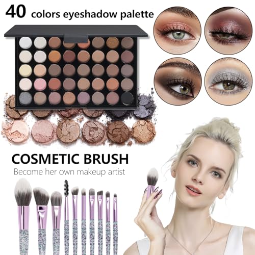 All In One Makeup Kit,Full Makeup Set For Wonmen Includes 40 Colors Eyeshadow Palette Lip Gloss Liquid Lipstick Make up Sponge Brushes Eyebrow Concealer With Makeup Bag - Morena Vogue