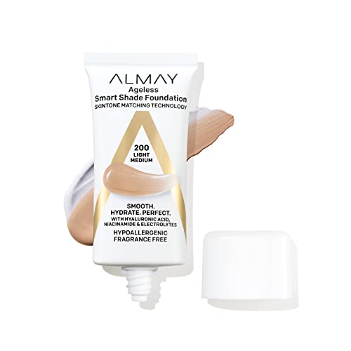 Almay Anti-Aging Foundation, Smart Shade Face Makeup with Hyaluronic Acid, Niacinamide, Vitamin C & E, Hypoallergenic-Fragrance Free, 200 Light Medium, 1 Fl Oz (Pack of 1) - Morena Vogue