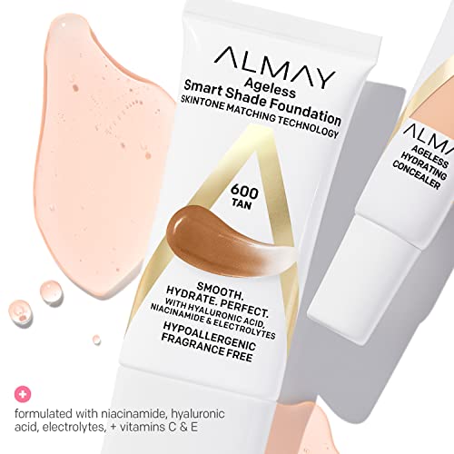 Almay Anti-Aging Foundation, Smart Shade Face Makeup with Hyaluronic Acid, Niacinamide, Vitamin C & E, Hypoallergenic-Fragrance Free, 200 Light Medium, 1 Fl Oz (Pack of 1) - Morena Vogue