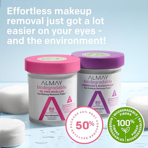 Almay Biodegradable Makeup Remover Pads, Micellar Gentle, Hypoallergenic, Fragrance-Free, Dermatologist & Ophthalmologist Tested, 120 count (Pack of 1) - Morena Vogue