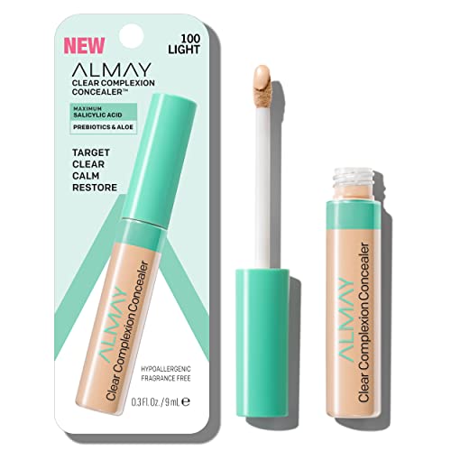 Almay Clear Complexion Acne & Blemish Spot Treatment Concealer Makeup with Salicylic Acid- Lightweight, Full Coverage, Hypoallergenic, Fragrance-Free, for Sensitive Skin, 100 Light, 0.3 fl oz. - Morena Vogue