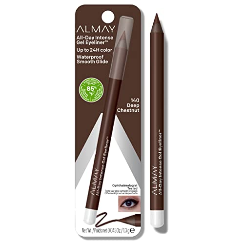 Almay Gel Eyeliner, Waterproof, Fade-Proof Eye Makeup, Easy-to-Sharpen Liner Pencil, 140 Deep Chestnut, 0.045 Oz - Morena Vogue