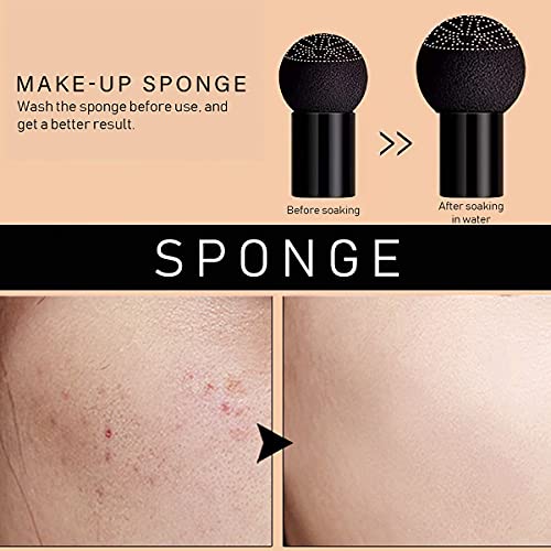 Amazfly Air Cushion CC Cream Mushroom Head Foundation, Moisturizing BB Cream Makeup Long Lasting Matte Concealer Bright Makeup Base Long Lasting with Mushroom Makeup Sponge (Natural) - Morena Vogue