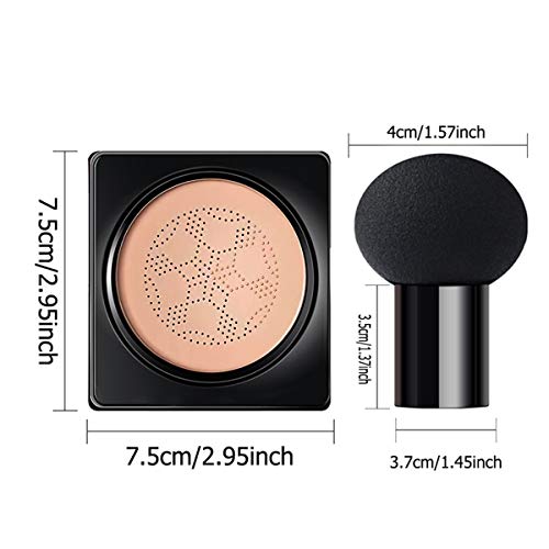 Amazfly Air Cushion CC Cream Mushroom Head Foundation, Moisturizing BB Cream Makeup Long Lasting Matte Concealer Bright Makeup Base Long Lasting with Mushroom Makeup Sponge (Natural) - Morena Vogue