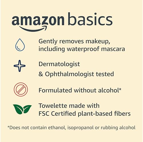 Amazon Basics Make Up Remover Wipes, Fragrance Free, 50 Count (2 Packs of 25) (Previously Solimo) - Morena Vogue