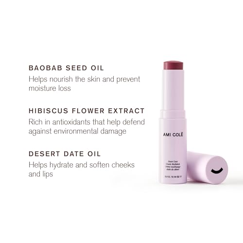 AMI COLÉ Desert Date Cream Multistick Lip and Cheek Tint (Hibiscus), moisturizing lip tint, lip and cheek stain, natural lip color - Morena Vogue