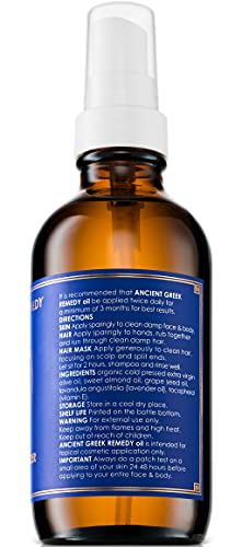 Ancient Greek Remedy Organic Face and Body Oil for Dry Skin, Hair, Hands, Cuticles and Nails Care. Olive, Lavender, Almond, Vitamin E and Grapeseed Oils. Natural Moisturizer for Women, Men 4oz - Morena Vogue