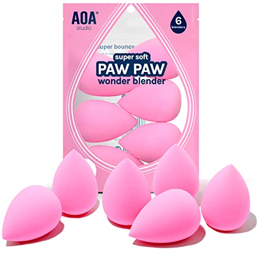 AOA Studio Collection makeup Sponge Set Latex Free and High-definition Set of 6 makeup Wonder blender For Powder Cream and Liquid, Super Soft Wonder Beauty Cosmetic - Morena Vogue