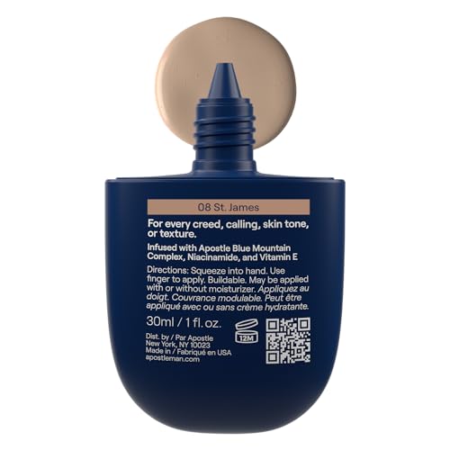 APOSTLE Reclaim Tinted Moisturizer for Men (8 St. James) - Niacinamide, Vitamin E, Squalane, Hyaluronic Acid, Tinted Face Moisturizer For Men. Hydrates, Evens Skin Tone, Reduces Fine Lines, 1 Fl. Oz. - Morena Vogue