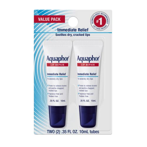 Aquaphor Lip Repair Tubes, Lip Ointment for Chapped Lips, Moisturizing Lip Balm, Two 0.35 ounce tubes - Morena Vogue