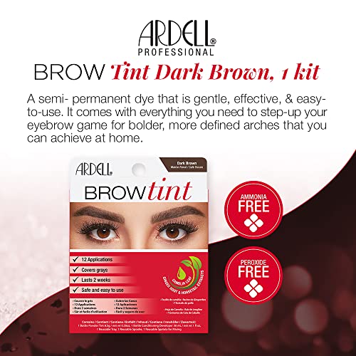 Ardell Brow Tint Dark Brown, Longer-lasting Semi-permanent Brow Dye, with Natural Extracts, Complete Brow Tinting Kit, 1 pack - Morena Vogue