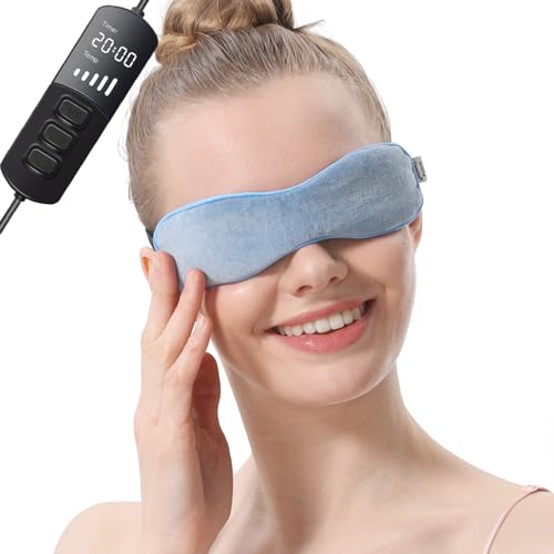 Aroma Season Heated Eye Mask for Dry Eyes, Warm Eye Compress with Flaxseed Grapahene FIR for MGD, Dry Eye Syndrome, Chalazion Blepharitis Stye Eye Treatment, Steam Moist to Unclog Glands (Blue) - Morena Vogue