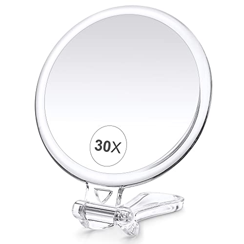 B Beauty Planet 30X Magnifying Mirror, Magnifying Mirror with Handle, Hand Mirror with Double Side 30X/1X Magnification, Travel Mirror for Eyes Makeup - Morena Vogue