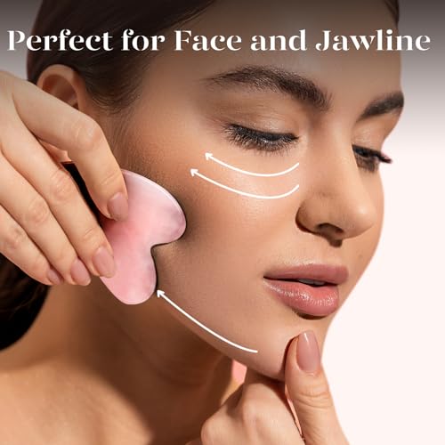 BAIMEI Gua Sha Facial Tool for Self Care, Massage Tool for Face and Body Treatment, Relieve Tensions and Reduce Redness, Skin Care Tools for Men Women - Rose Quartz - Morena Vogue