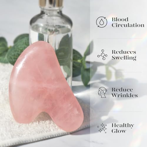 BAIMEI Gua Sha Facial Tool for Self Care, Massage Tool for Face and Body Treatment, Relieve Tensions and Reduce Redness, Skin Care Tools for Men Women - Rose Quartz - Morena Vogue