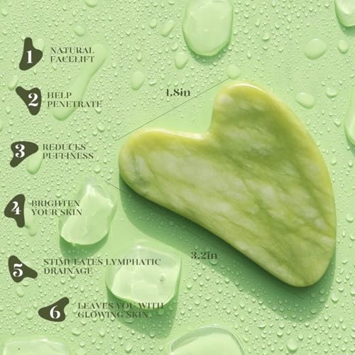 BAIMEI IcyMe Gua Sha & Jade Roller Facial Tools Face Roller and Gua Sha Set for Puffiness and Redness Reducing Skin Care Routine, Self Care Gift for Men Women - Green - Morena Vogue