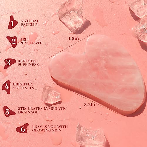 BAIMEI IcyMe Jade Roller & Gua Sha, Face Roller Redness Reducing Skin Care Tools, Self Care Pink Gift for Men Women, Massager for Face, Eyes, Neck, Relieve Fine Lines and Wrinkles - Rose Quartz - Morena Vogue