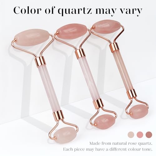 BAIMEI IcyMe Jade Roller & Gua Sha, Face Roller Redness Reducing Skin Care Tools, Self Care Pink Gift for Men Women, Massager for Face, Eyes, Neck, Relieve Fine Lines and Wrinkles - Rose Quartz - Morena Vogue