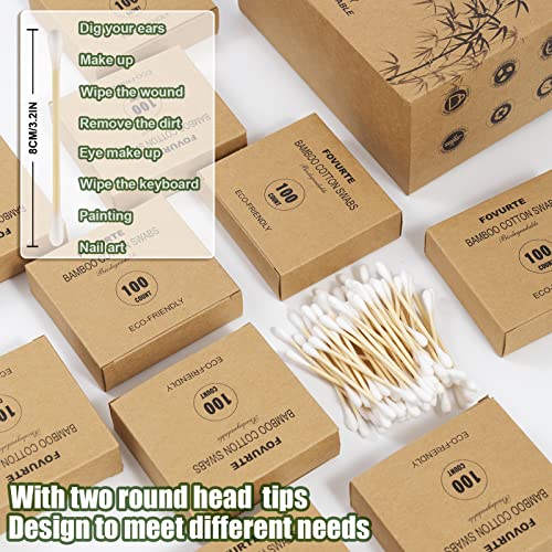 Bamboo Qtips Cotton Swabs 1000 Count - Organic Cotton Swabs with Double Round Q Tips, Plastic Free Ear Sticks, Natural Wooden Cotton Buds for Ears Cleaning Travel - Morena Vogue