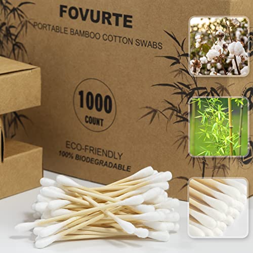 Bamboo Qtips Cotton Swabs 1000 Count - Organic Cotton Swabs with Double Round Q Tips, Plastic Free Ear Sticks, Natural Wooden Cotton Buds for Ears Cleaning Travel - Morena Vogue