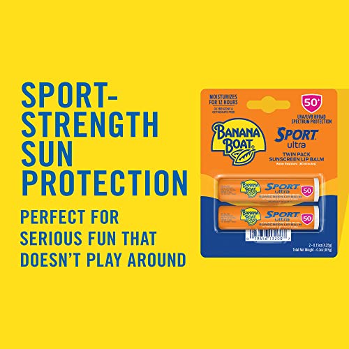 Banana Boat Sport Ultra SPF 50 Lip Sunscreen Twin Pack | SPF Lip Balm Pack, Banana Boat Lip Balm SPF 50, Oxybenzone Free Sunscreen, Lip Sunblock, Travel Size Sunscreen for Lips, 2 Pack - Morena Vogue