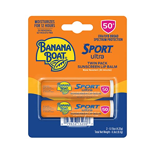 Banana Boat Sport Ultra SPF 50 Lip Sunscreen Twin Pack | SPF Lip Balm Pack, Banana Boat Lip Balm SPF 50, Oxybenzone Free Sunscreen, Lip Sunblock, Travel Size Sunscreen for Lips, 2 Pack - Morena Vogue