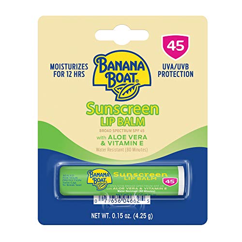 Banana Boat Sunscreen Lip Balm SPF 45 with Aloe Vera & Vitamin E, 0.15oz | Lip SPF, Aloe Vera Lip Balm with SPF, Vitamin E Lip Balm, Moisturizing Lip Balm, Lip Sunblock, Travel Sunscreen, 0.15oz - Morena Vogue