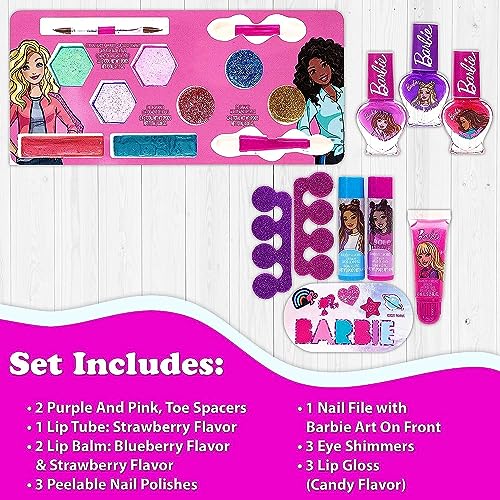 Barbie Movie Kids Makeup Kit for Girls, Real Washable Toy Makeup Set, Barbie Gift, Play Makeup and Pretend Play Toys Ages 3 4 5 6 7 8 9 10 11 12 - Morena Vogue