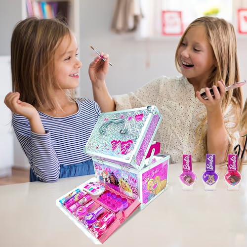 Barbie Movie Kids Makeup Kit for Girls, Real Washable Toy Makeup Set, Barbie Gift, Play Makeup and Pretend Play Toys Ages 3 4 5 6 7 8 9 10 11 12 - Morena Vogue