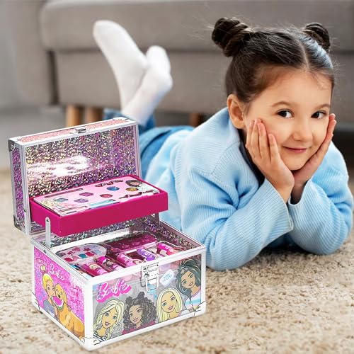 Barbie Movie Kids Makeup Kit for Girls, Real Washable Toy Makeup Set, Barbie Gift, Play Makeup and Pretend Play Toys Ages 3 4 5 6 7 8 9 10 11 12 - Morena Vogue