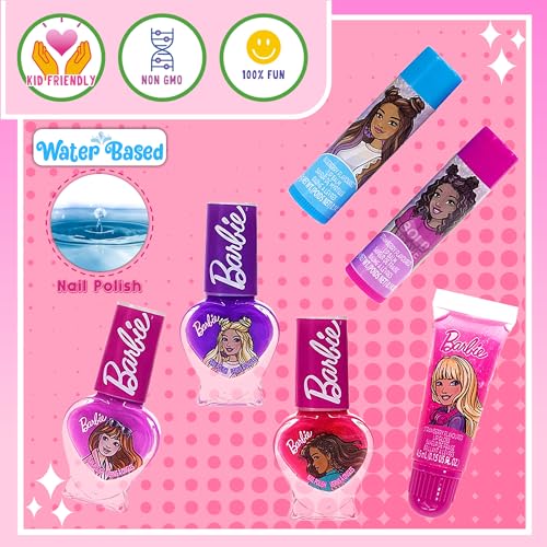 Barbie Movie Kids Makeup Kit for Girls, Real Washable Toy Makeup Set, Barbie Gift, Play Makeup and Pretend Play Toys Ages 3 4 5 6 7 8 9 10 11 12 - Morena Vogue