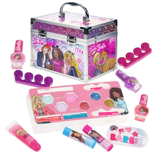 Barbie Movie Kids Makeup Kit for Girls, Real Washable Toy Makeup Set, Barbie Gift, Play Makeup and Pretend Play Toys Ages 3 4 5 6 7 8 9 10 11 12 - Morena Vogue