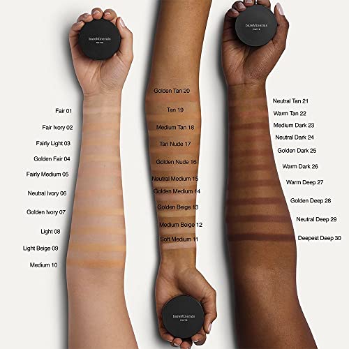 bareMinerals Original Loose Powder Foundation SPF 15, Lightweight Mineral Loose Powder Foundation Makeup, Buildable Coverage, Talc Free, Vegan - Morena Vogue