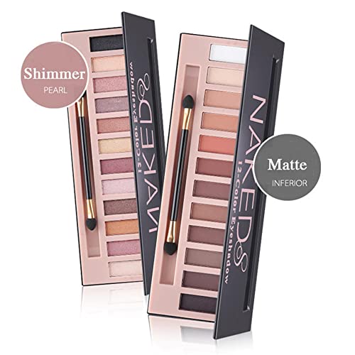 BestLand 2 Pack 12 Colors Makeup Nude Colors Eyeshadow Palette Natural Nude Matte Shimmer Glitter Pigment Eye Shadow Pallete Set Waterproof Smokey Professional Beauty Makeup Kit (2 PCS) - Morena Vogue