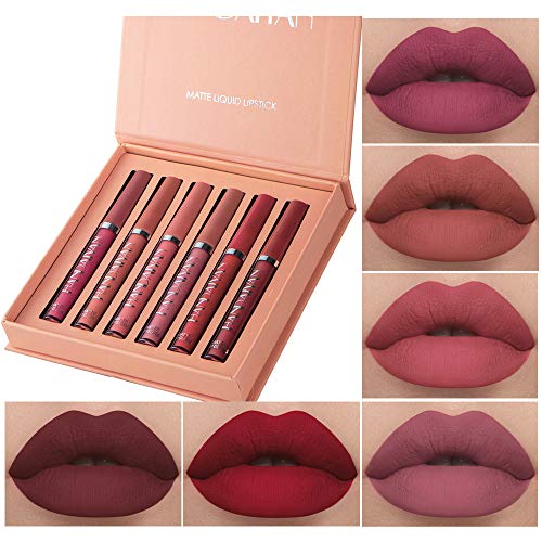 BestLand 6Pcs Matte Liquid Lipstick Makeup Set, Matte liquid Long-Lasting Wear Non-Stick Cup Not Fade Waterproof Lip Gloss (Set A) - Morena Vogue