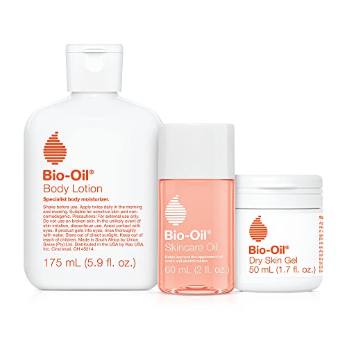 Bio-Oil Skincare Set, Trial Kit for Scars, Stretchmarks, and Dry Skin, 3 Pc Travel Size Kit Includes Skin Care Oil, Dry Skin Gel, and Body Lotion, use for Scars, Pregnancy Stretch Marks, and Dry Skin - Morena Vogue